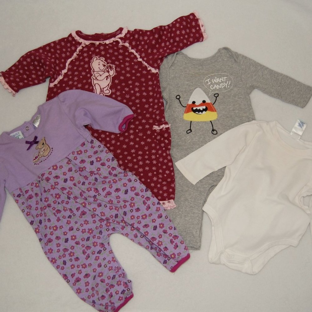Bundle 4 Infant Baby, 3-6M with Halloween Outfit, 100% Cotton